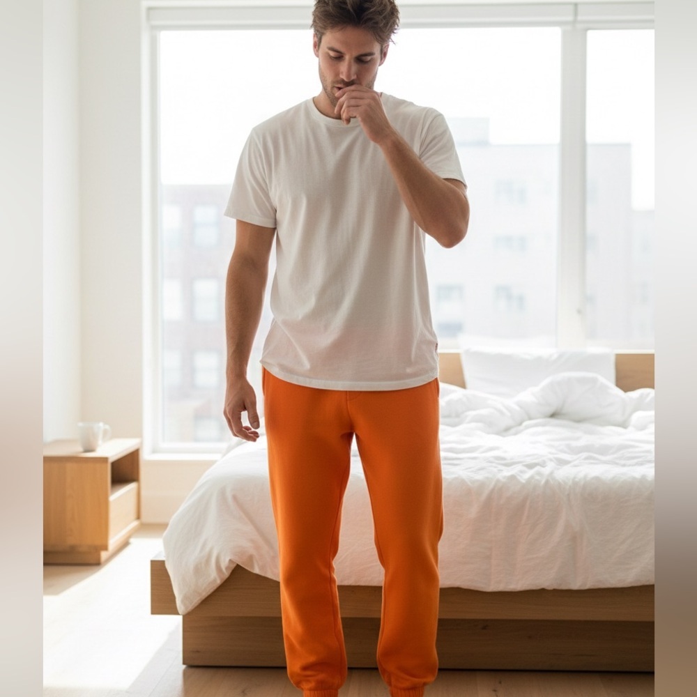 Automet unisex Bright Orange Sweatpants size large